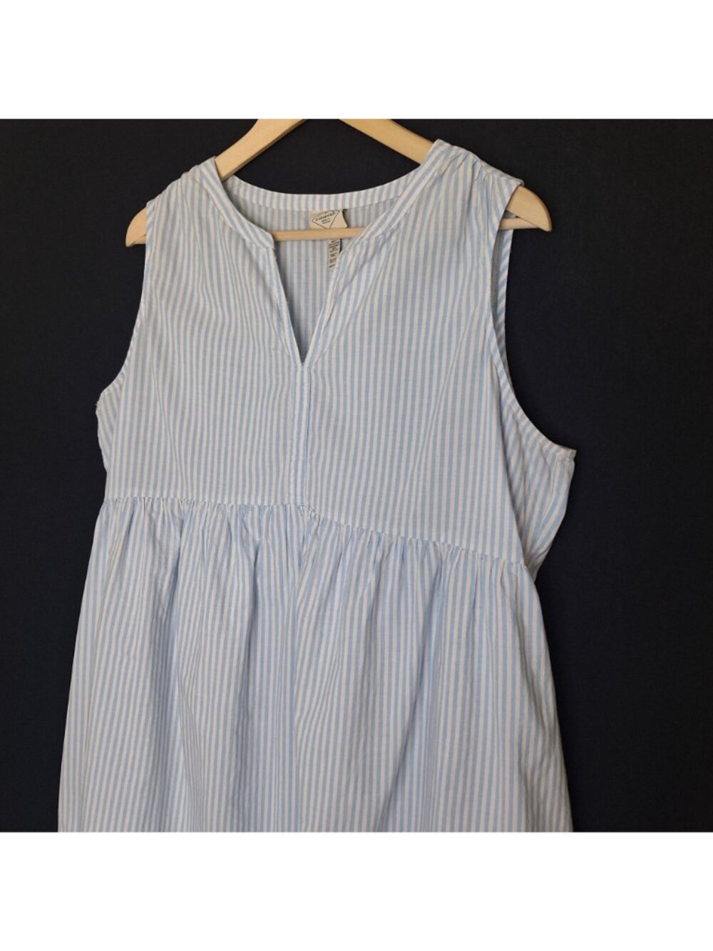 💙 St. John's Bay Striped Eyelet Border Shirt Dress Size 2X Cotton Preppy Cottag - Picture 2 of 8
